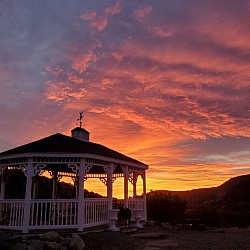 Enjoy coffee and beer thirty in the gazebo